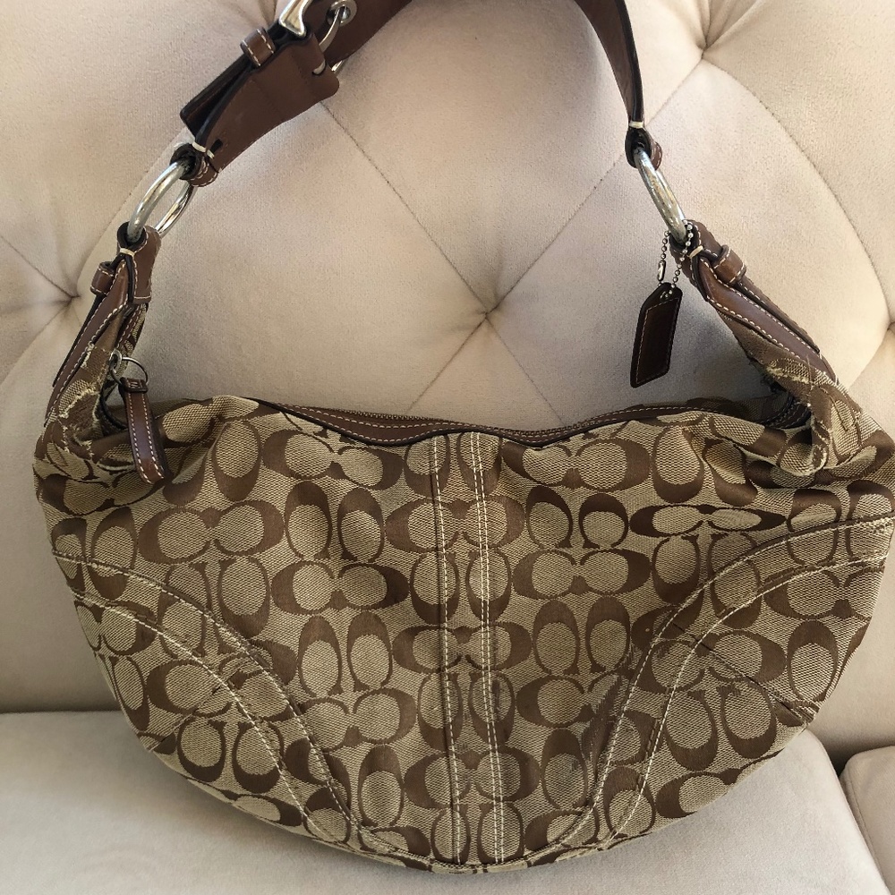 Large Signature Coach Hobo Purse